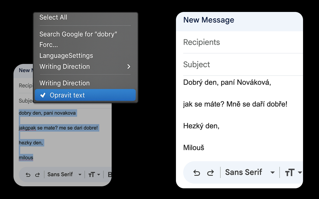 Opravy jedním klikem - před a po